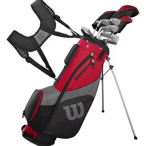 SET COMPLETO HOMBRE PALOS WILSON GOLF PROFILE SGI  COLOR NEGRO C/ ROJO Y GRIS
